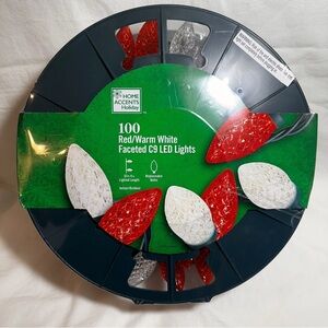 Red White Faceted 100 Lights Home Accents C9 LED Holiday Lighted Length Spool
